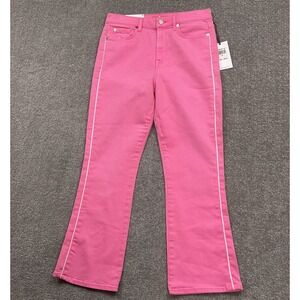 7‎ For All Mankind Jeans Women 29 Pink Neon White Piped High Waist Slim Kick 80s